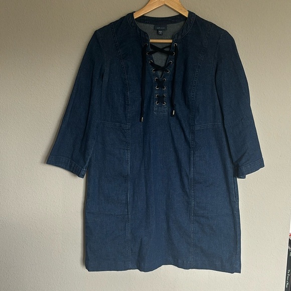 J Jill Denim Petite Small oversized lace up dress - Picture 2 of 8